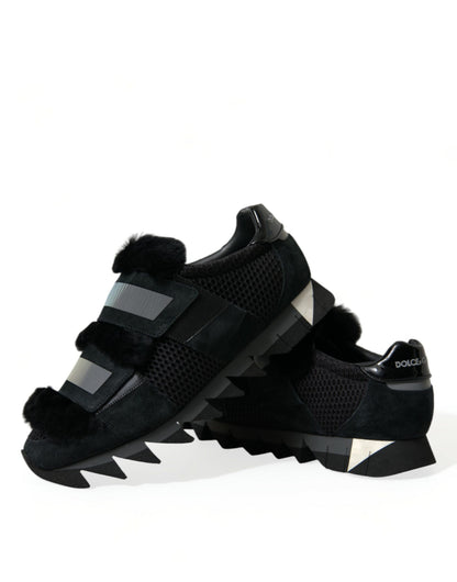 Dolce &amp; Gabbana Elegante Pelsudsmykkede Ruskindssneakers
