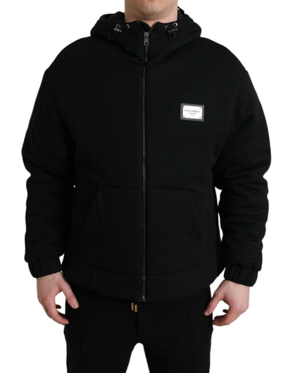 Dolce &amp; Gabbana Elegant Sort Bomberjakke med Hætte