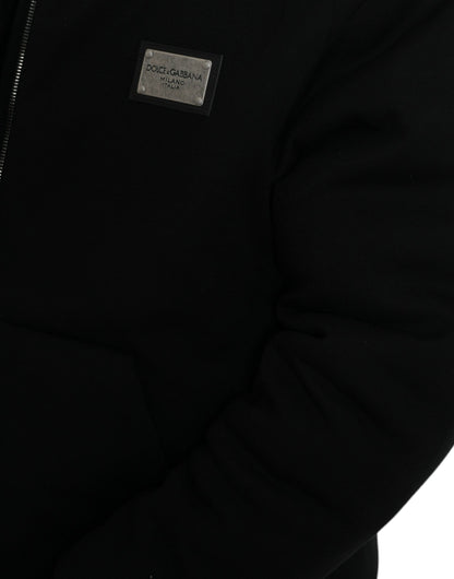 Dolce &amp; Gabbana Elegant Sort Bomberjakke med Hætte