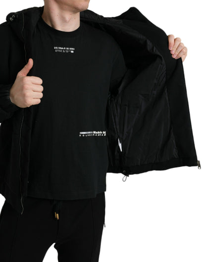 Dolce &amp; Gabbana Elegant Sort Bomberjakke med Hætte