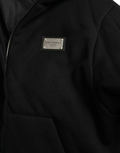 Dolce &amp; Gabbana Elegant Sort Bomberjakke med Hætte