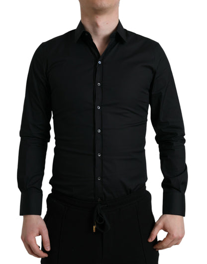 Dolce &amp; Gabbana Elegant Sort Slim Fit Italiensk Skjorte