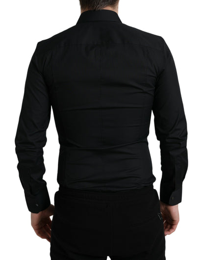 Dolce &amp; Gabbana Elegant Sort Slim Fit Italiensk Skjorte