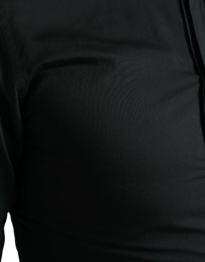 Dolce &amp; Gabbana Elegant Slim Sort Silkeblanding Skjorte