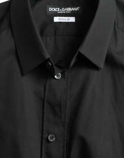Dolce &amp; Gabbana Elegant Slim Sort Silkeblanding Skjorte