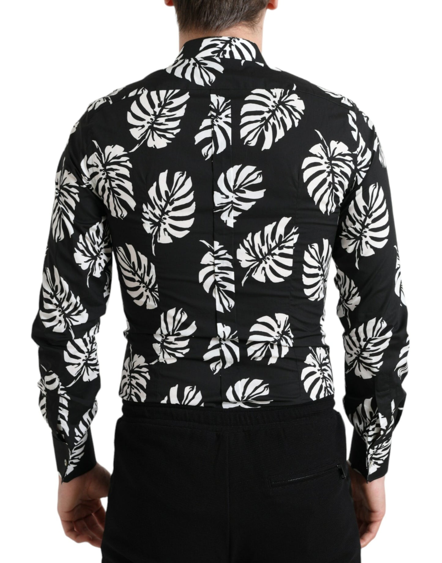 Dolce &amp; Gabbana Elegant Bladprint Slim Fit Skjorte