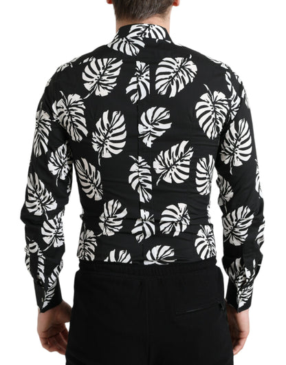 Dolce &amp; Gabbana Elegant Bladprint Slim Fit Skjorte