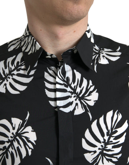 Dolce &amp; Gabbana Elegant Bladprint Slim Fit Skjorte