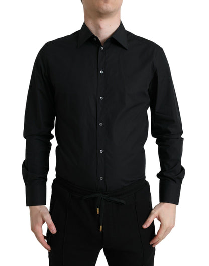 Dolce &amp; Gabbana Sleek Sort Slim Fit Italiensk Skjorte