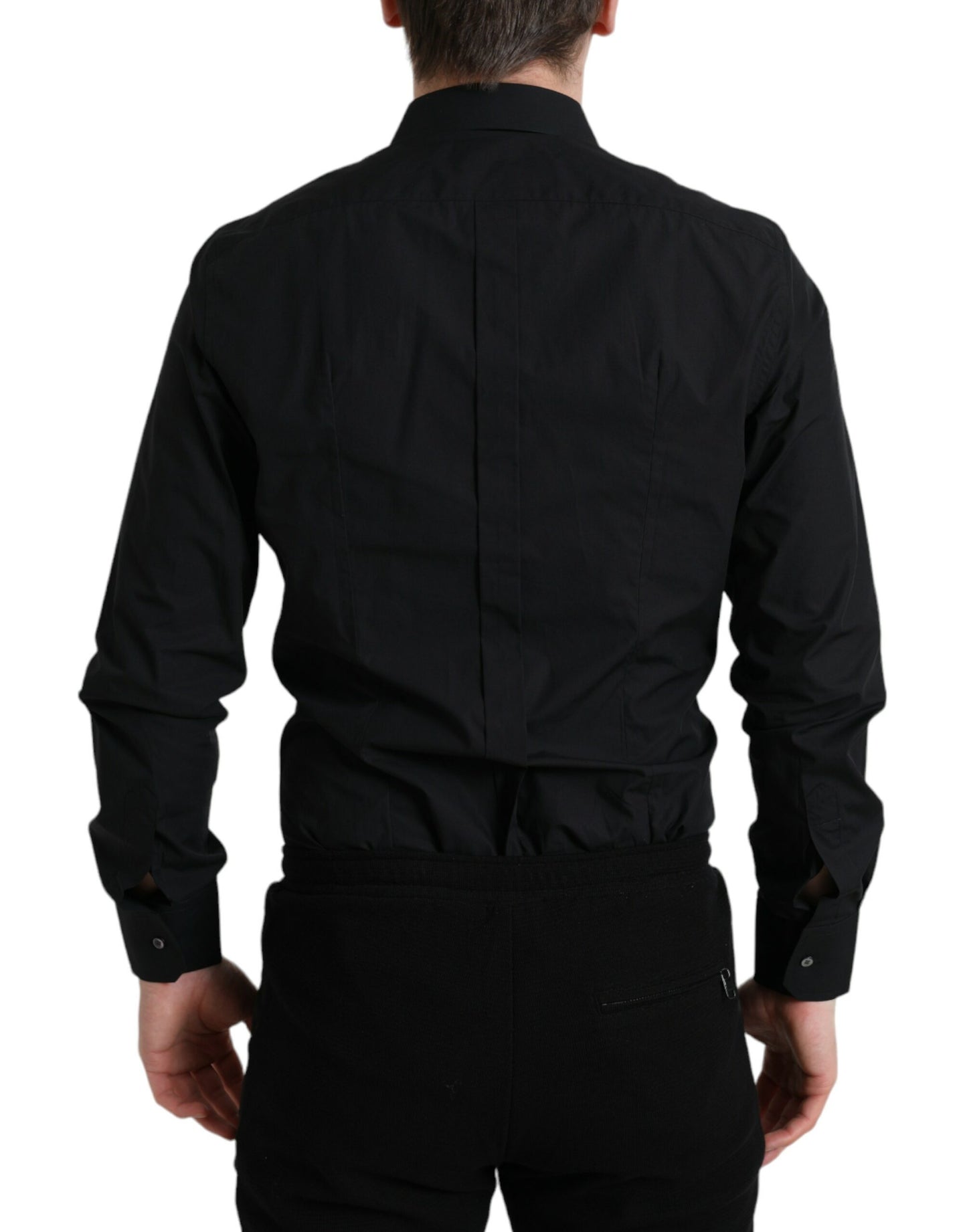 Dolce &amp; Gabbana Sleek Sort Slim Fit Italiensk Skjorte