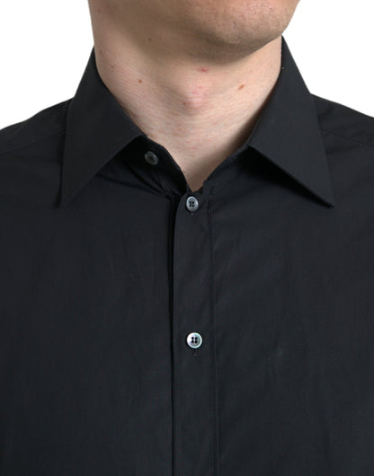 Dolce &amp; Gabbana Sleek Sort Slim Fit Italiensk Skjorte