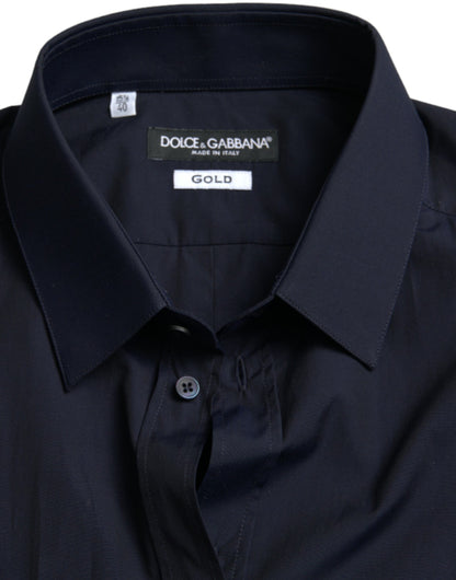 Dolce &amp; Gabbana Elegant Marineblå Jacquard Skjorte