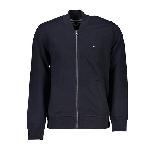 Tommy Hilfiger elegant blå lynlås sweatshirt med broderidetaljer