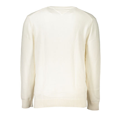 Tommy Hilfiger Chic White Crew Neck Cotton Sweater