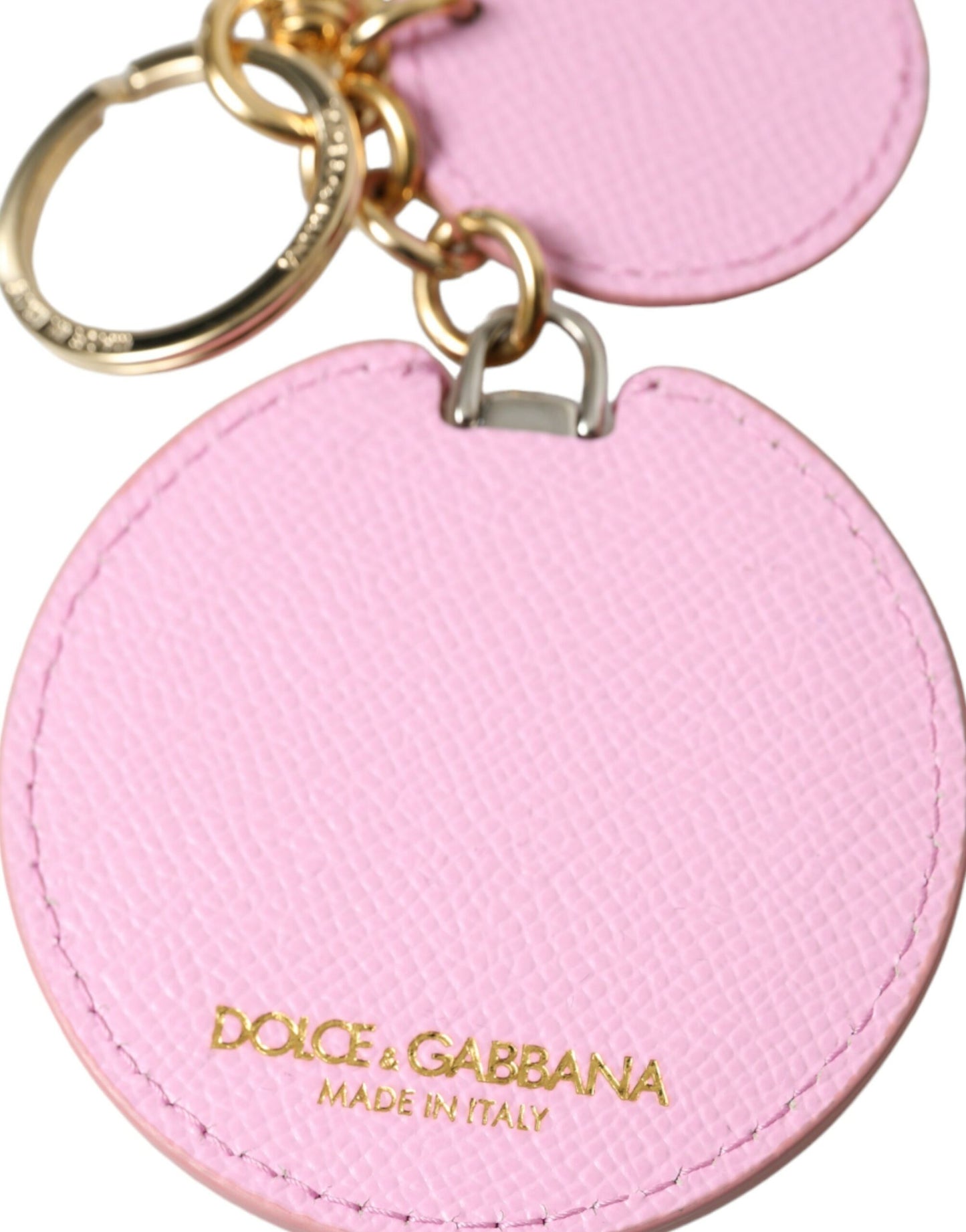 Dolce &amp; Gabbana Elegant pink guld læder nøglering