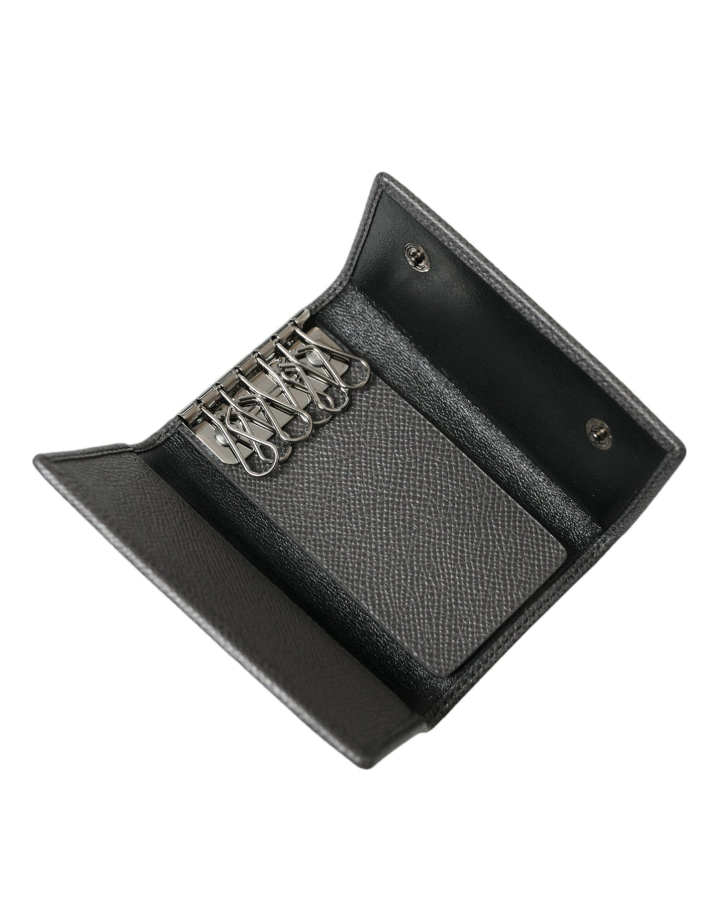 Dolce &amp; Gabbana Chic Grey Læder Trifold nøgleholder