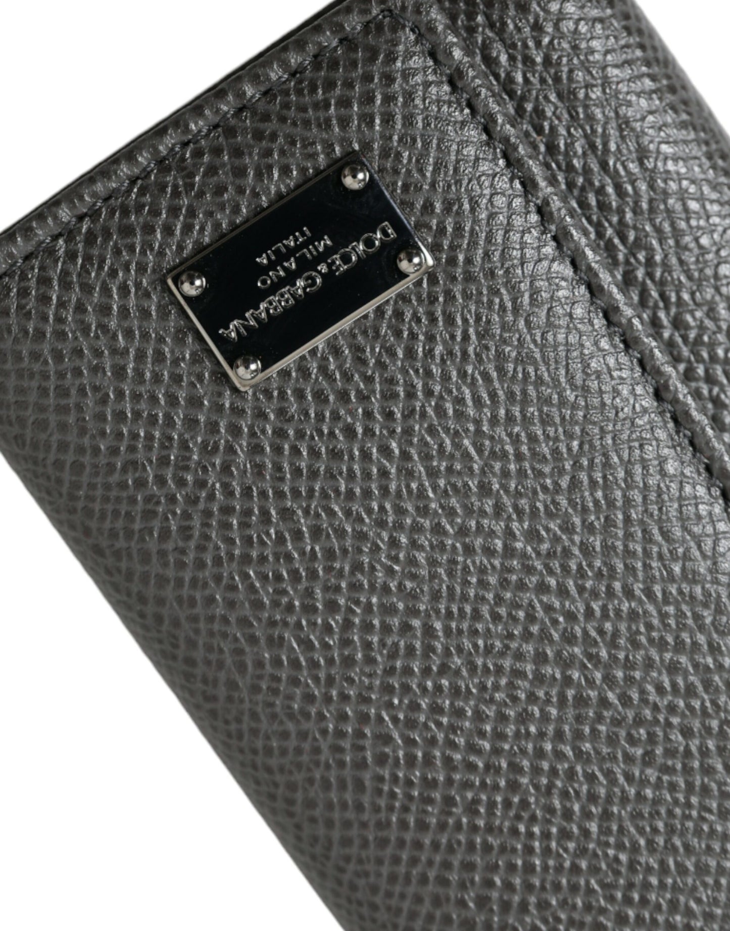 Dolce &amp; Gabbana Chic Grey Læder Trifold nøgleholder