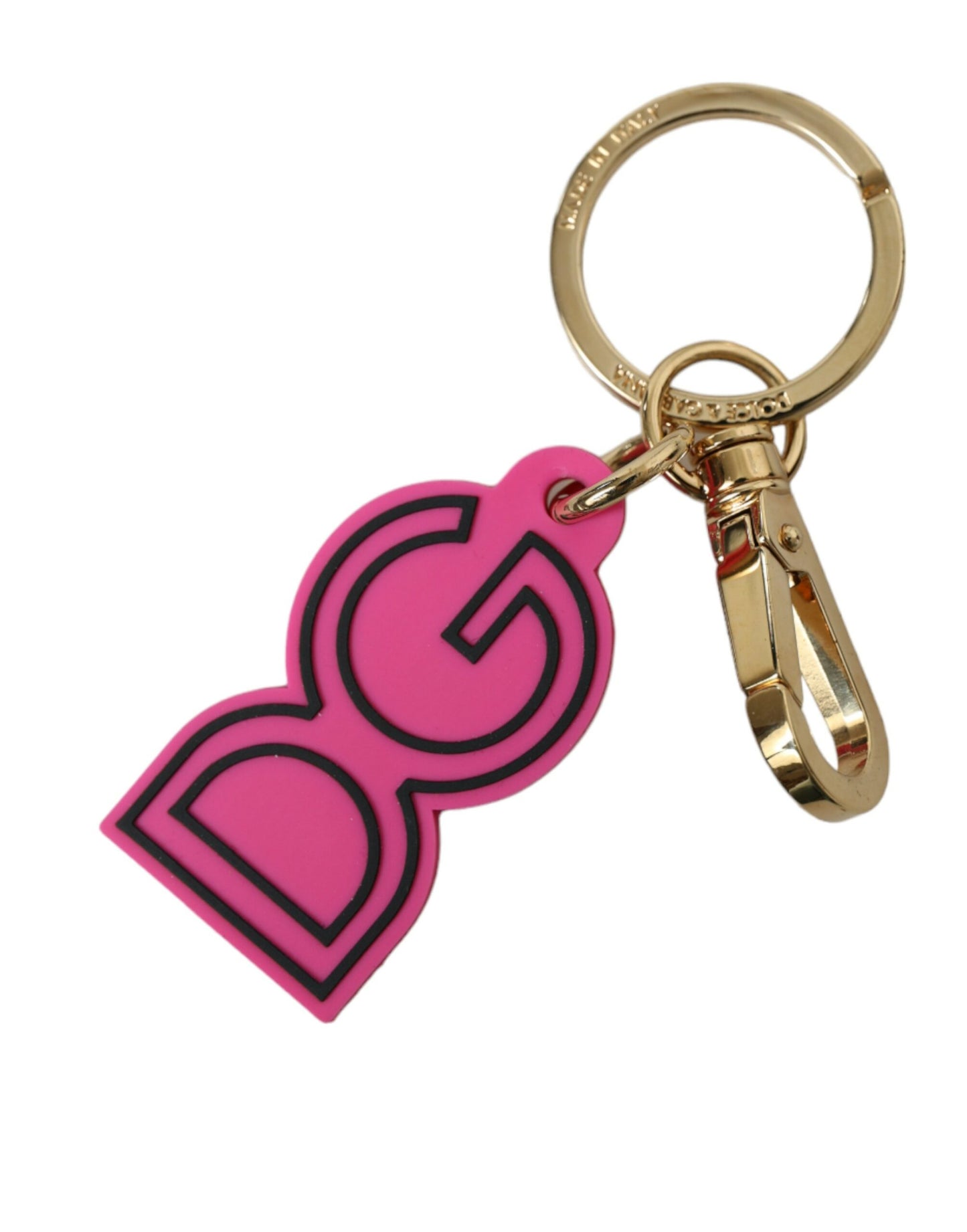 Dolce &amp; Gabbana Chic guld og pink logo nøglering