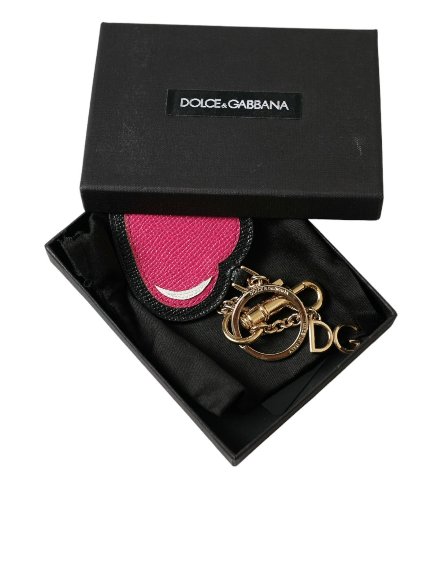 Dolce &amp; Gabbana fantastisk guld og pink læder nøglering