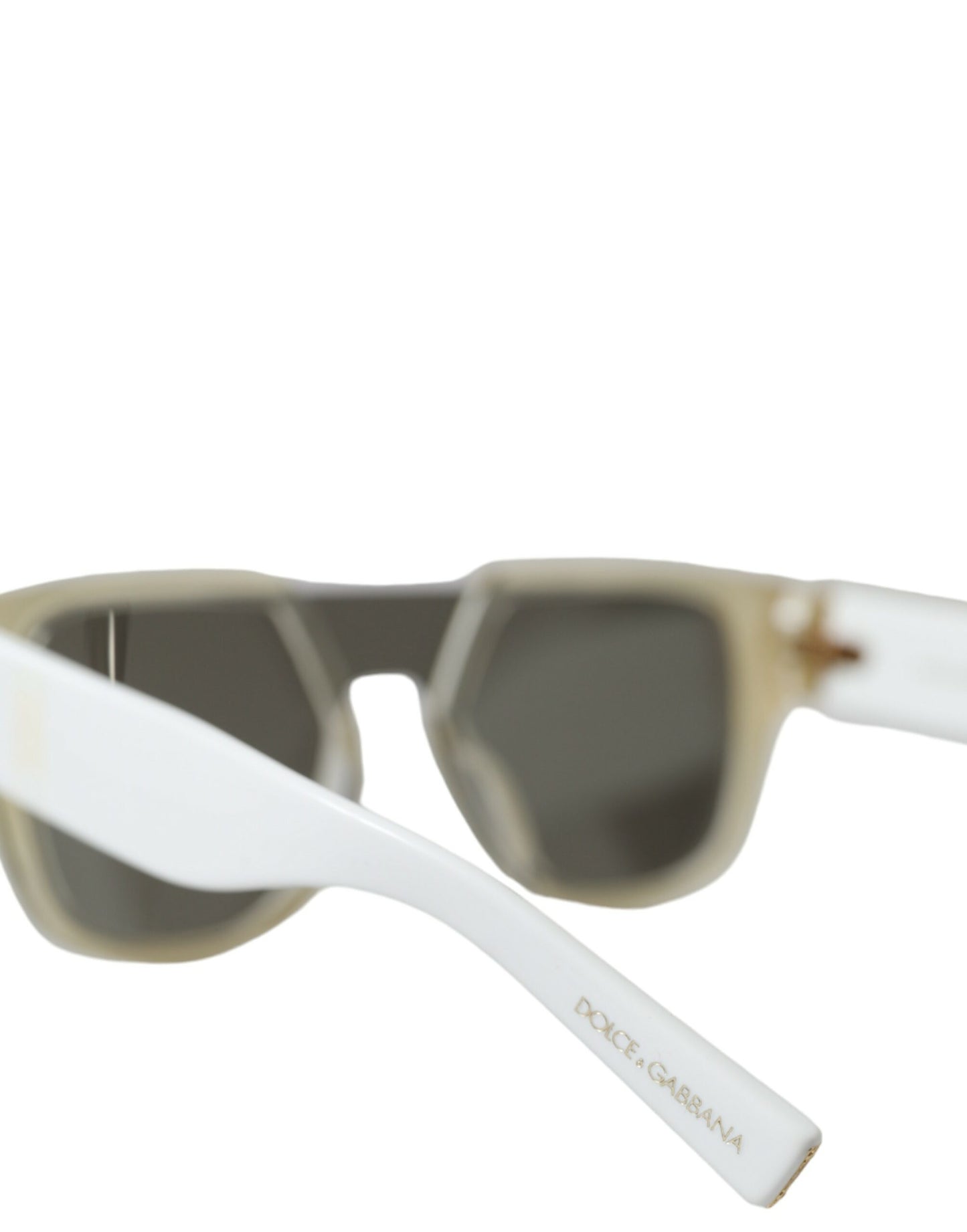 Dolce &amp; Gabbana Chic White Acetate Designer solbriller