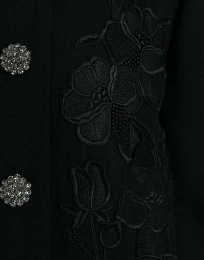 Dolce &amp; Gabbana Elegant Blomsterprintet Uld Trenchcoat med Knapper