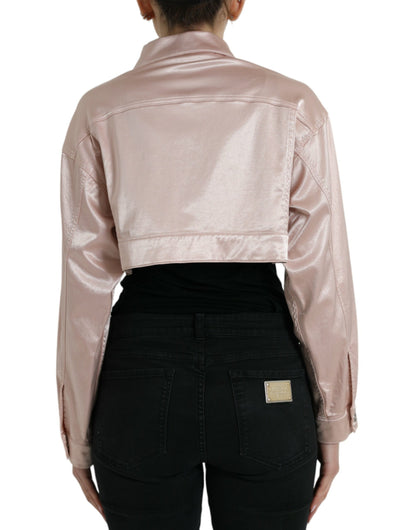 Dolce &amp; Gabbana Elegant Pink Cropped Denimjakke