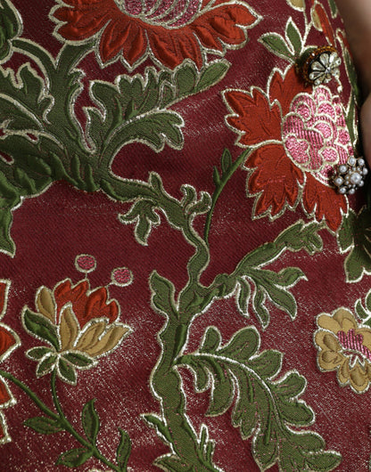 Dolce &amp; Gabbana Kastanjebrun Blomsterjacquard Mini Nederdel
