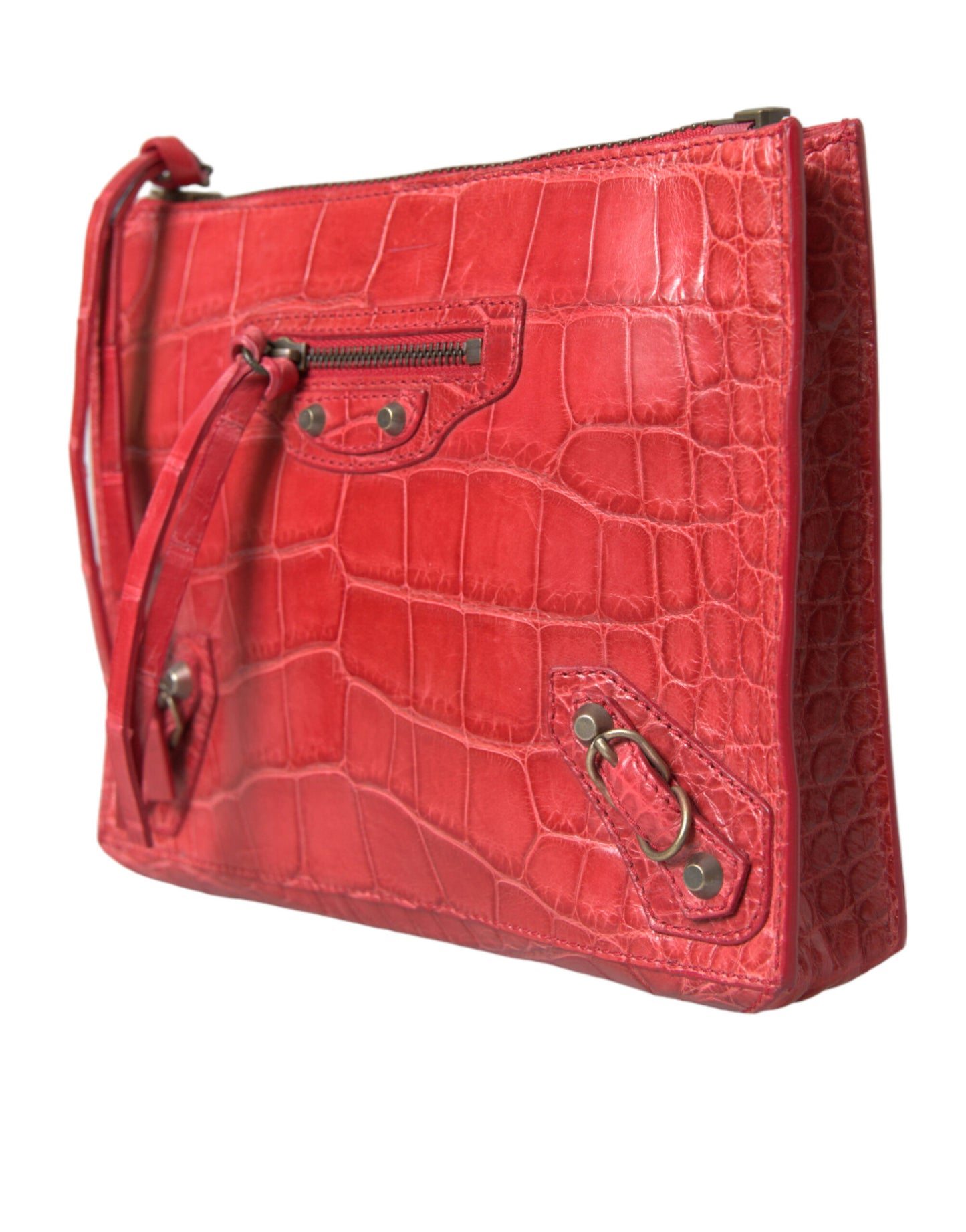 Balenciaga Exotic Red Alligator Læder Clutch