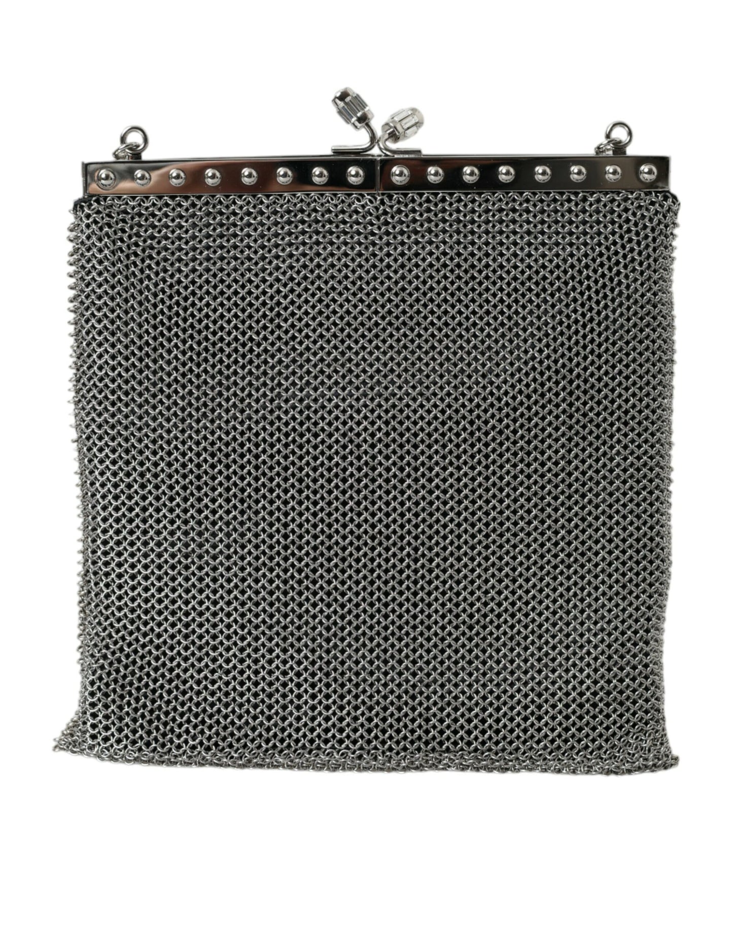 Prada Elegant Silver Mesh Skulder Aftentaske