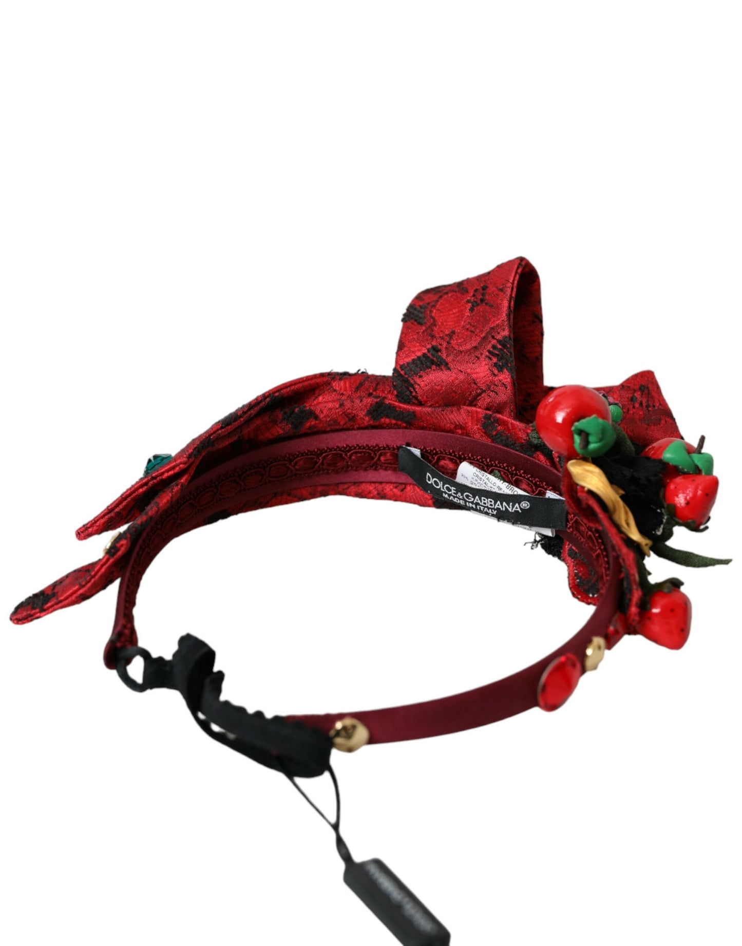 Dolce &amp; Gabbana Red Cherry Sicilien-udsmykket Dame Hårbånd Diadem