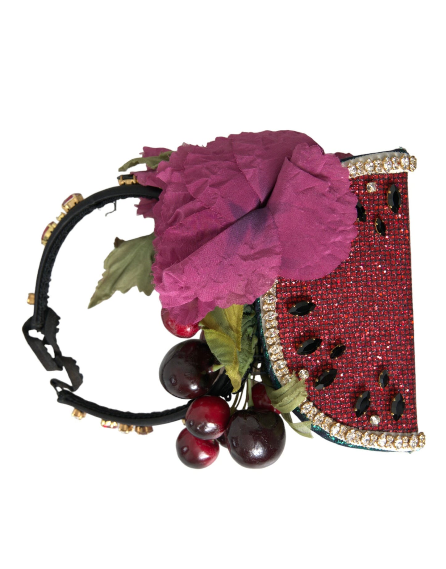 Dolce &amp; Gabbana Red Watermelon Cherry Crystal Hårbånd Statement Diadem