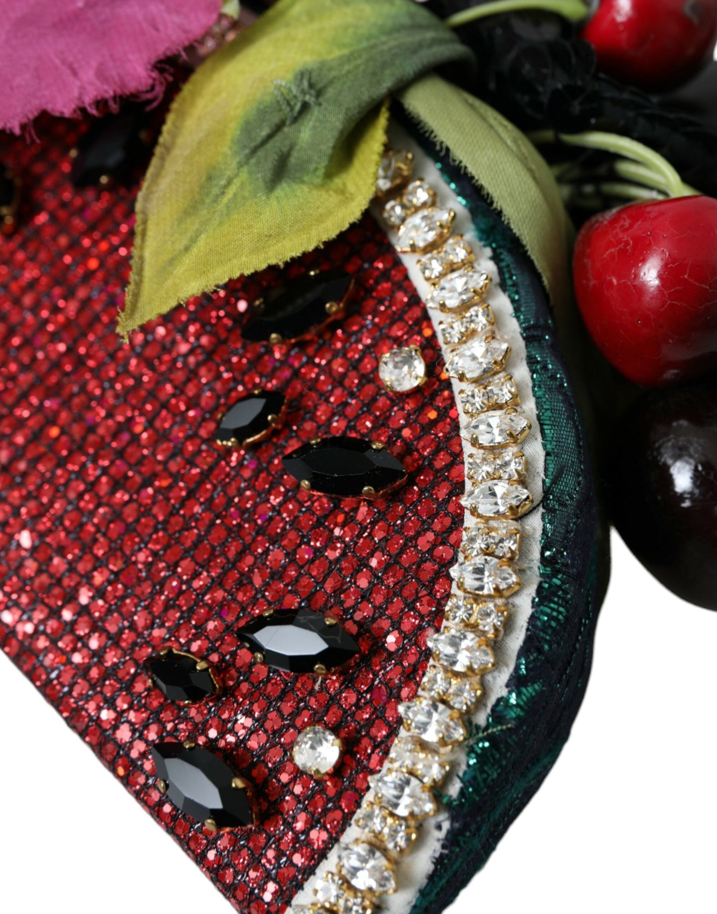 Dolce &amp; Gabbana Red Watermelon Cherry Crystal Hårbånd Statement Diadem