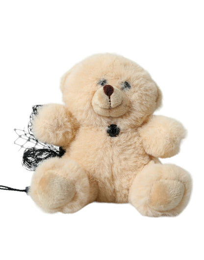 Dolce &amp; Gabbana Beige Teddy Bear Mesh Net Band Hårklemme