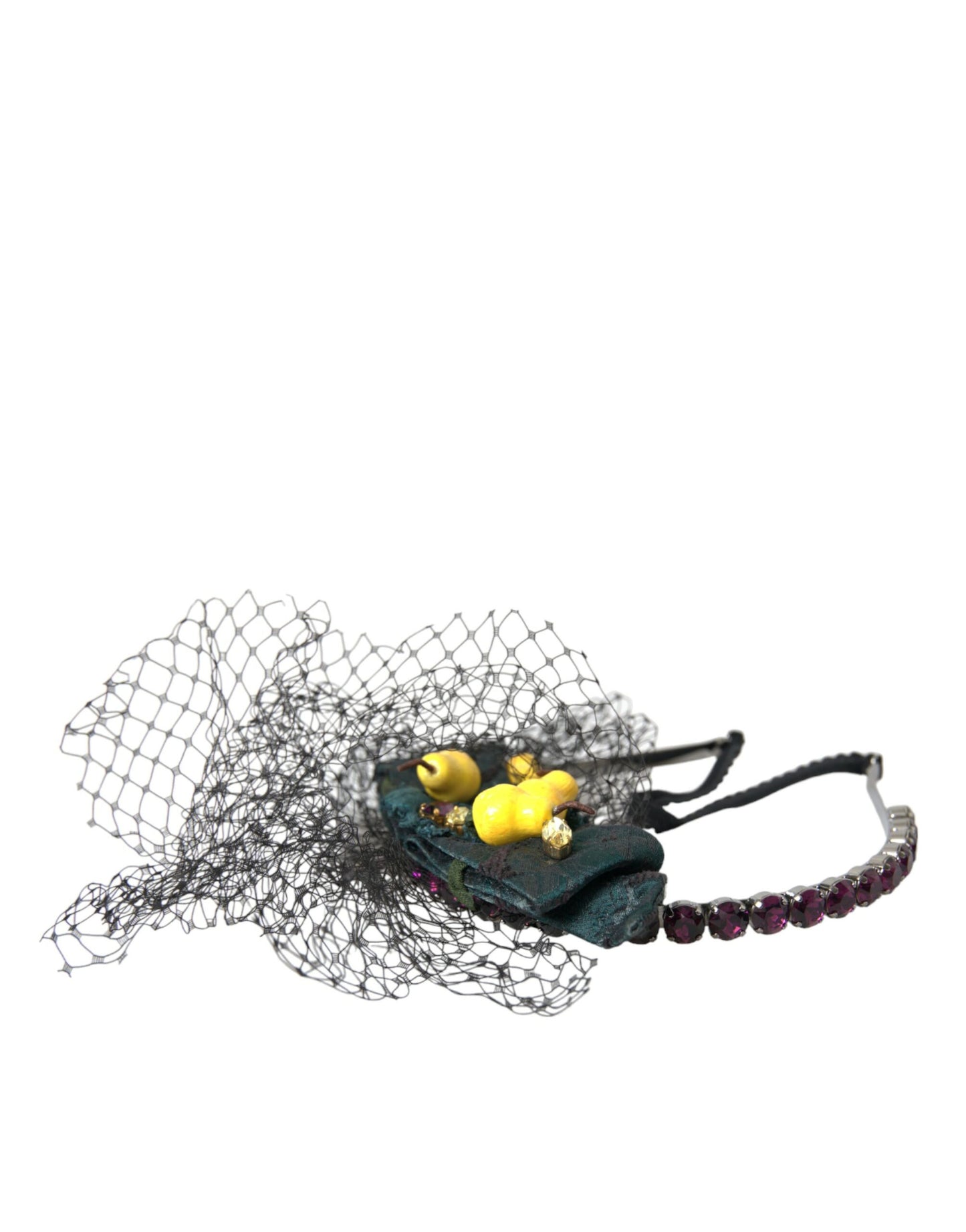 Dolce &amp; Gabbana Black Lemons Sicily Lilla Crystal Net Pandebånd Diadem