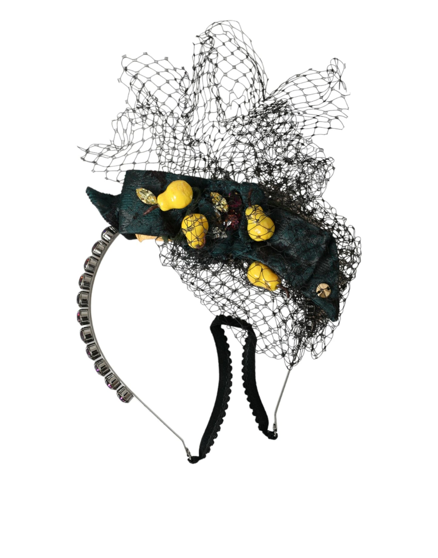 Dolce &amp; Gabbana Black Lemons Sicily Lilla Crystal Net Pandebånd Diadem