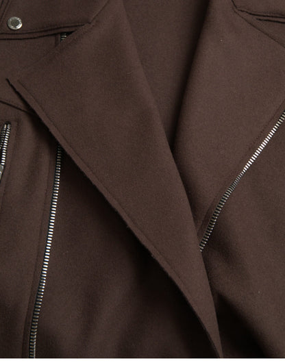 Dolce &amp; Gabbana Brun Frakke Kort Biker Uldjakke