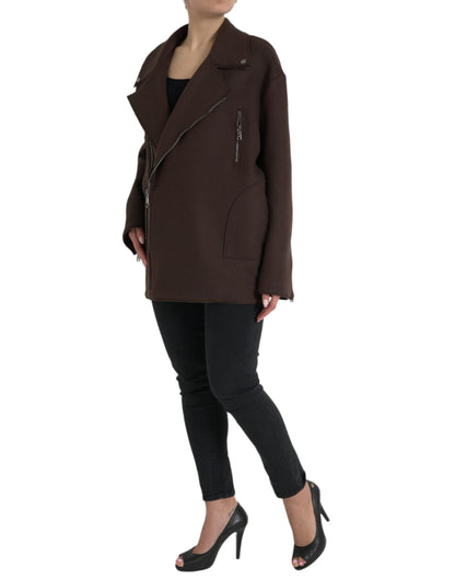 Dolce &amp; Gabbana Brun Frakke Kort Biker Uldjakke