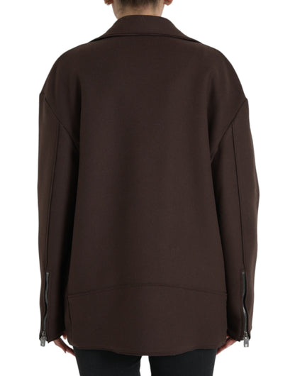 Dolce &amp; Gabbana Brun Frakke Kort Biker Uldjakke