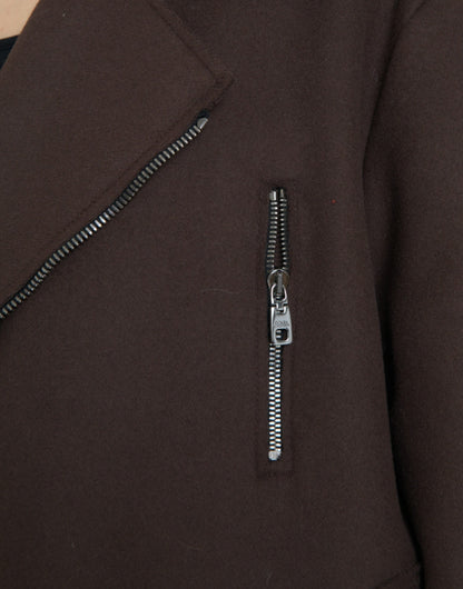 Dolce &amp; Gabbana Brun Frakke Kort Biker Uldjakke