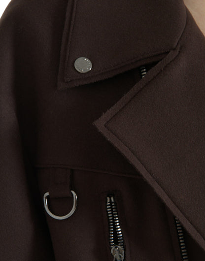 Dolce &amp; Gabbana Brun Frakke Kort Biker Uldjakke