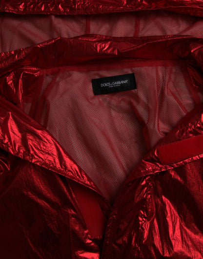 Dolce &amp; Gabbana Rød Nylon Hættetrøje Sweatshirt Jakke