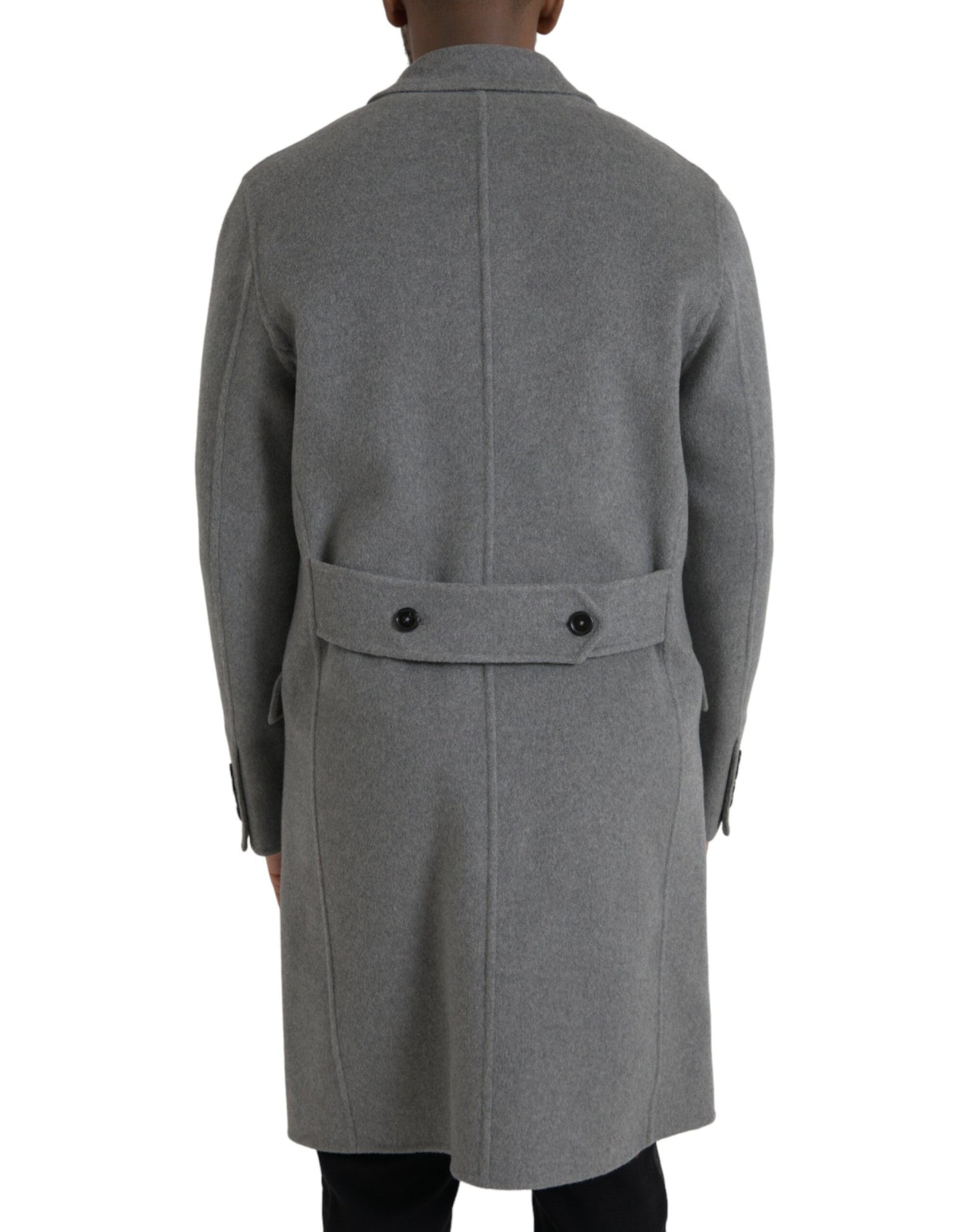 Dolce &amp; Gabbana Grå Dobbelt Trenchcoat Kashmirjakke