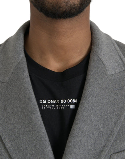Dolce &amp; Gabbana Grå Dobbelt Trenchcoat Kashmirjakke