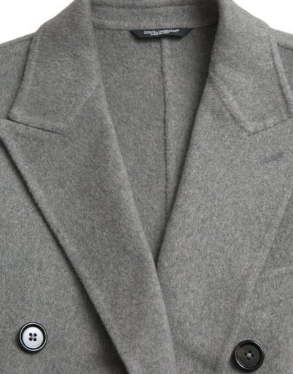 Dolce &amp; Gabbana Grå Dobbelt Trenchcoat Kashmirjakke