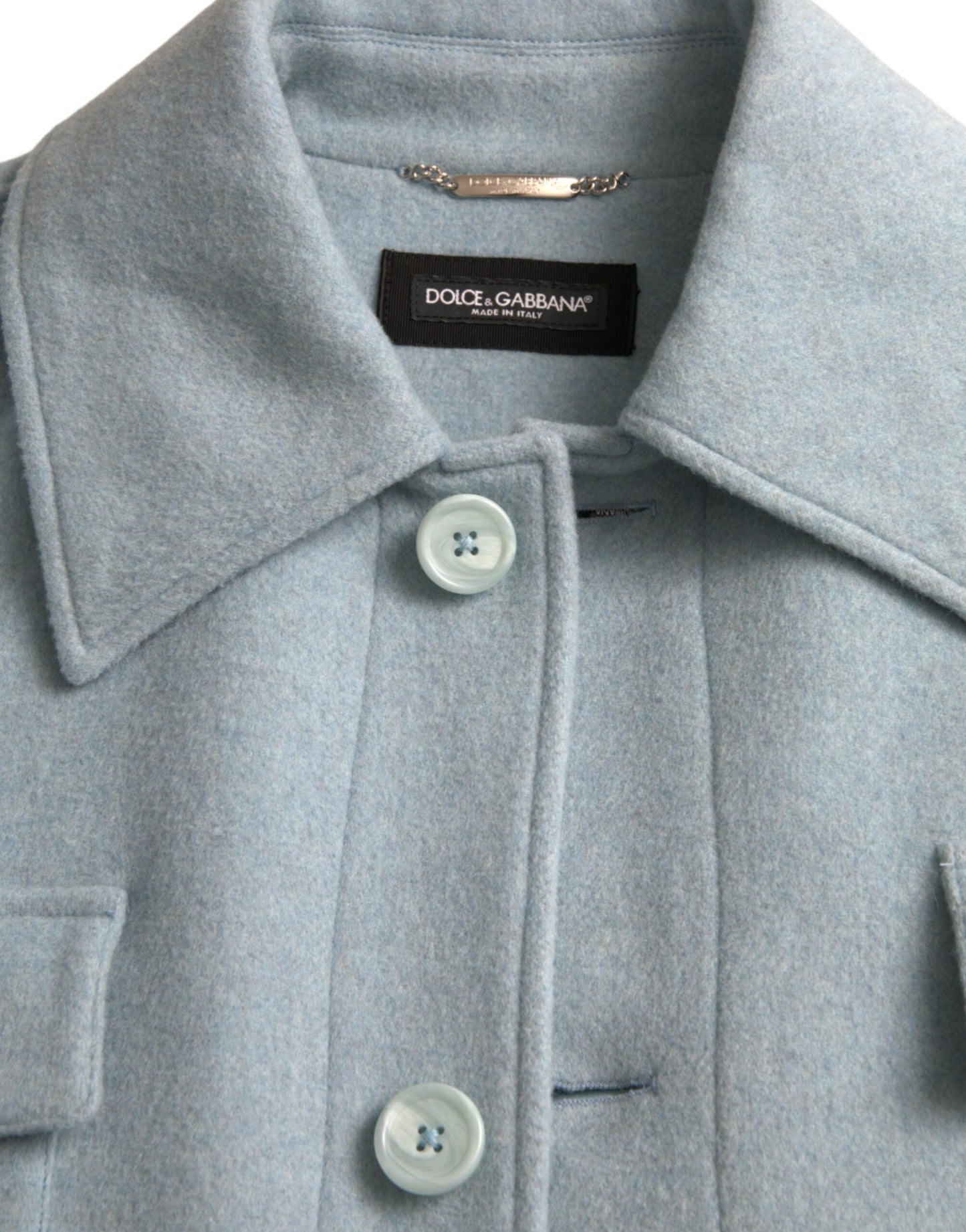 Dolce &amp; Gabbana Lyseblå Uld Trenchcoat Jakke Med Knapper