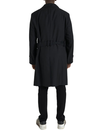 Dolce &amp; Gabbana Sort Dobbeltradet Trenchcoat Jakke