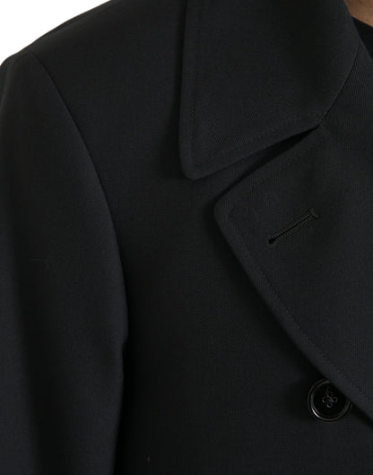 Dolce &amp; Gabbana Sort Dobbeltradet Trenchcoat Jakke