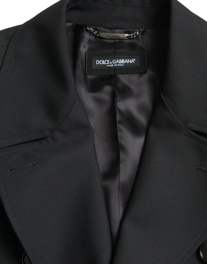 Dolce &amp; Gabbana Sort Dobbeltradet Trenchcoat Jakke