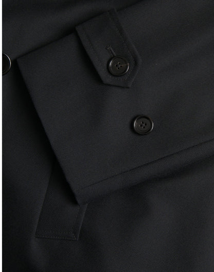 Dolce &amp; Gabbana Sort Dobbeltradet Trenchcoat Jakke