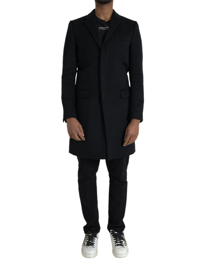 Dolce &amp; Gabbana Sort Enkeltradet Trenchcoat Jakke